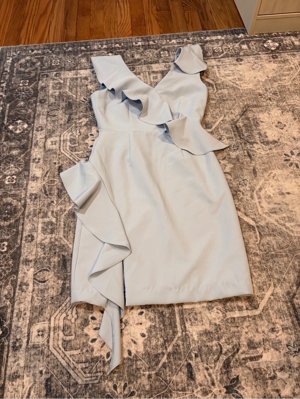 Gianni Bini Light Blue One-Shoulder Ruffle Mini Dress